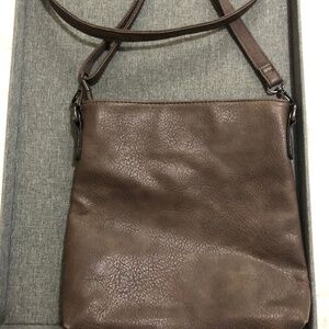 Brown square slim crossbody bag with durable strap